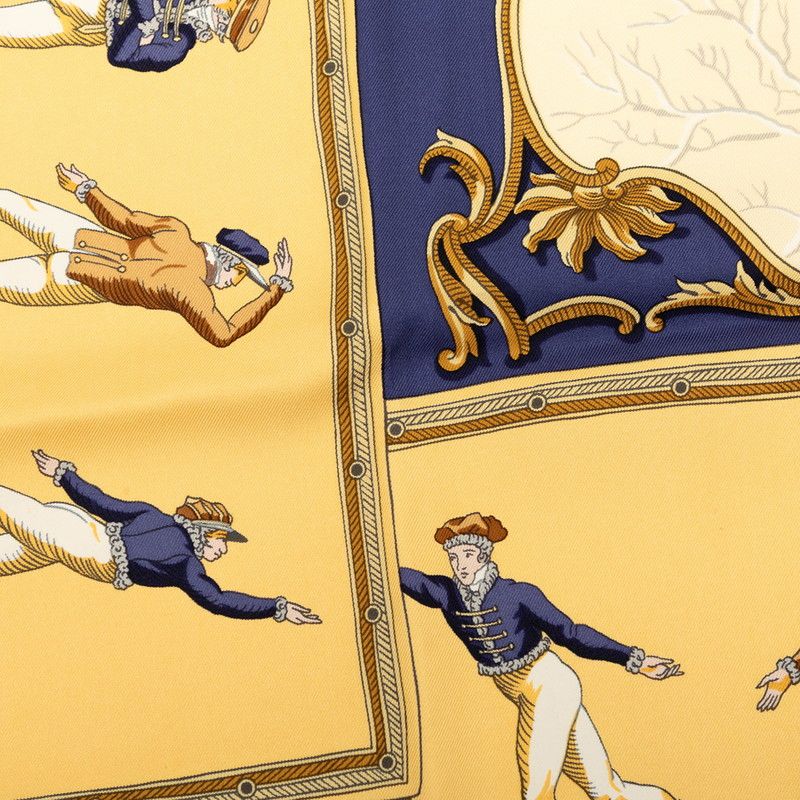 Hermes Carre 90 Plaisirs du Froid Joy on Ice Scarf Navy Beige Multicolor Silk — view 3
