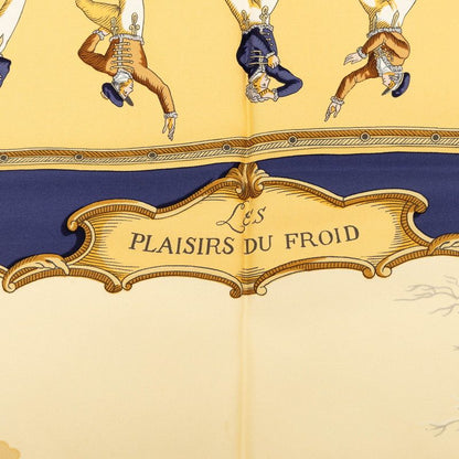 Hermes Carre 90 Plaisirs du Froid Joy on Ice Scarf Navy Beige Multicolor Silk — view 5
