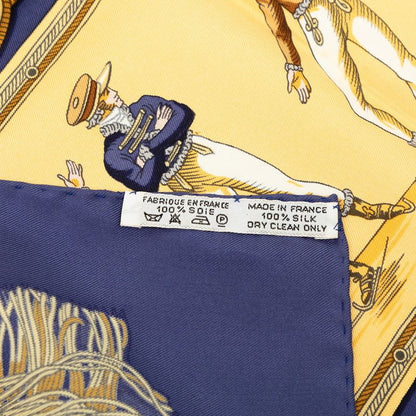 Hermes Carre 90 Plaisirs du Froid Joy on Ice Scarf Navy Beige Multicolor Silk — view 6