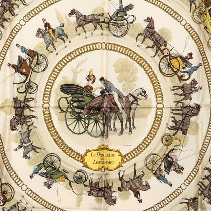 Hermes Carre 90 Walk to Longchamps la Promenade de Scarf Red Multicolor Silk — view 2