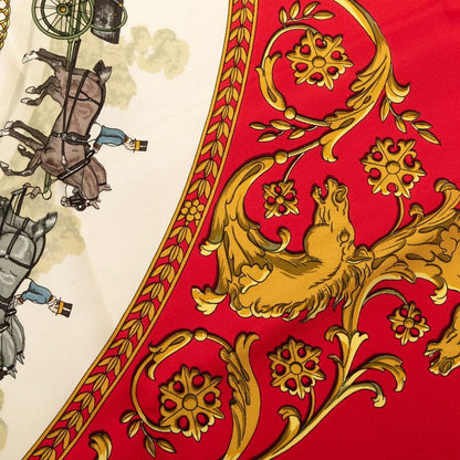 Hermes Carre 90 Walk to Longchamps la Promenade de Scarf Red Multicolor Silk — view 4