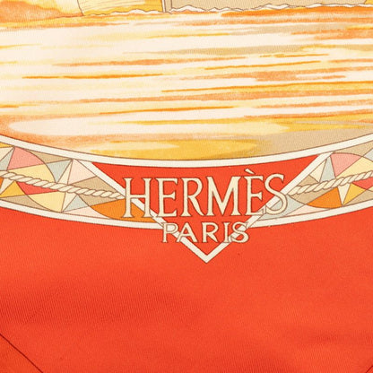Hermes Carre 90 Magnificent Frigate Fregates Magnifiques Scarf Orange Multicolor — view 6