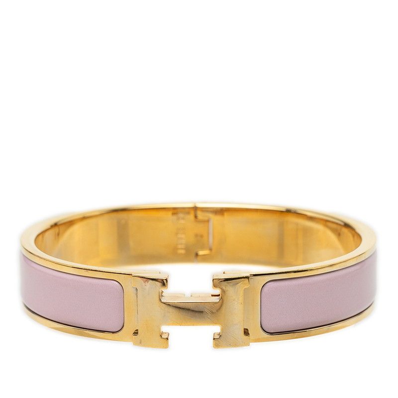 Hermes Clic H PM Bracelet Gold Pink Plated Enamel