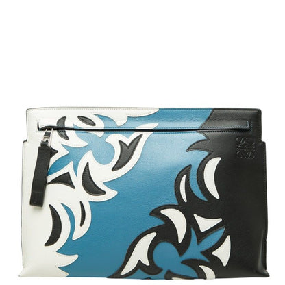 Loewe Anagram T Pouch Cowboy Clutch Blue White Black Leather