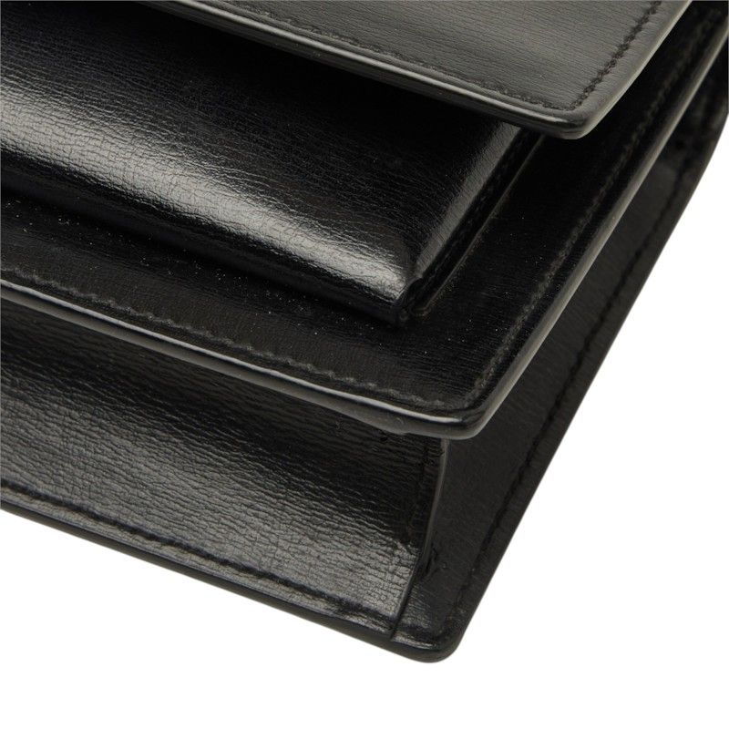 Saint Laurent Cassandra Sunset YSL Logo Chain Shoulder Bag Black Silver Leather — view 4