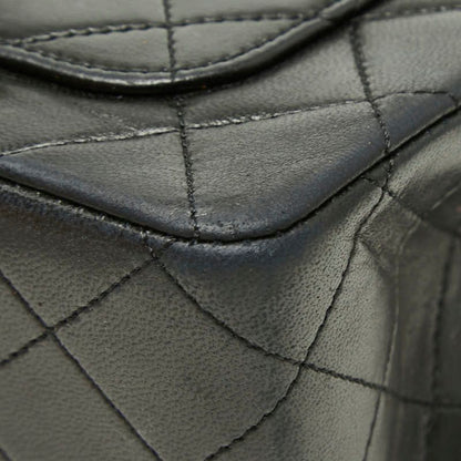 Chanel Quilted CC Logo Double Flap Chain Shoulder Bag Black Lambskin — view 6