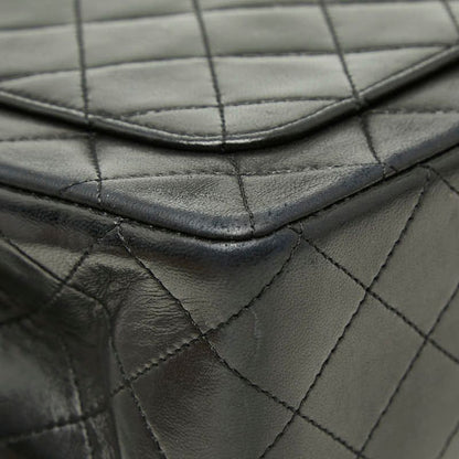 Chanel Quilted CC Logo Double Flap Chain Shoulder Bag Black Lambskin — view 7