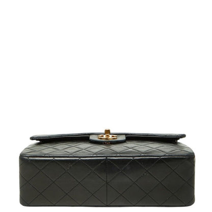 Chanel Quilted CC Logo Double Flap Chain Shoulder Bag Black Lambskin — view 3