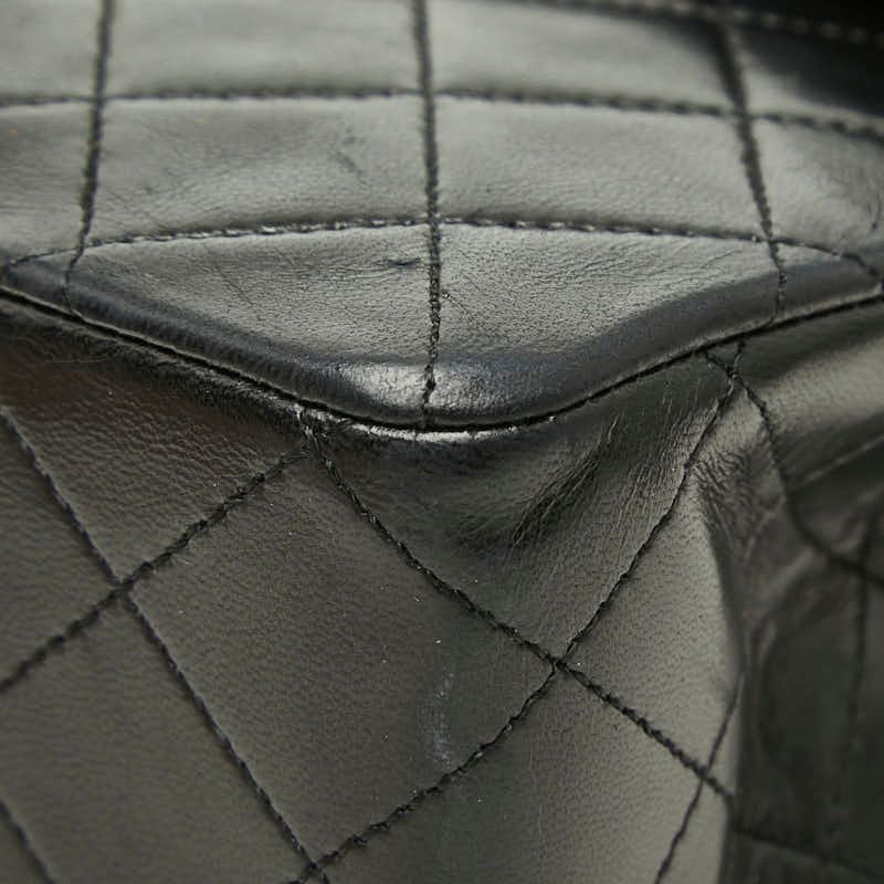 Chanel Quilted CC Logo Double Flap Chain Shoulder Bag Black Lambskin — view 4