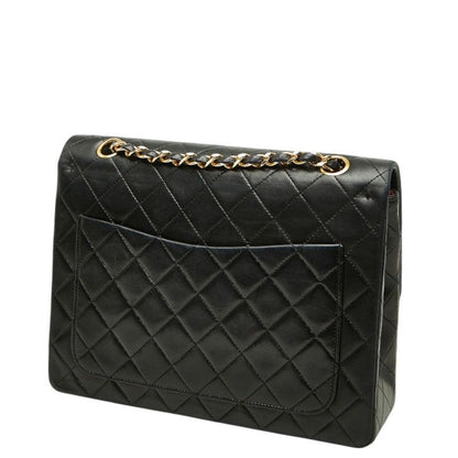 Chanel Quilted CC Logo Double Flap Chain Shoulder Bag Black Lambskin — view 2
