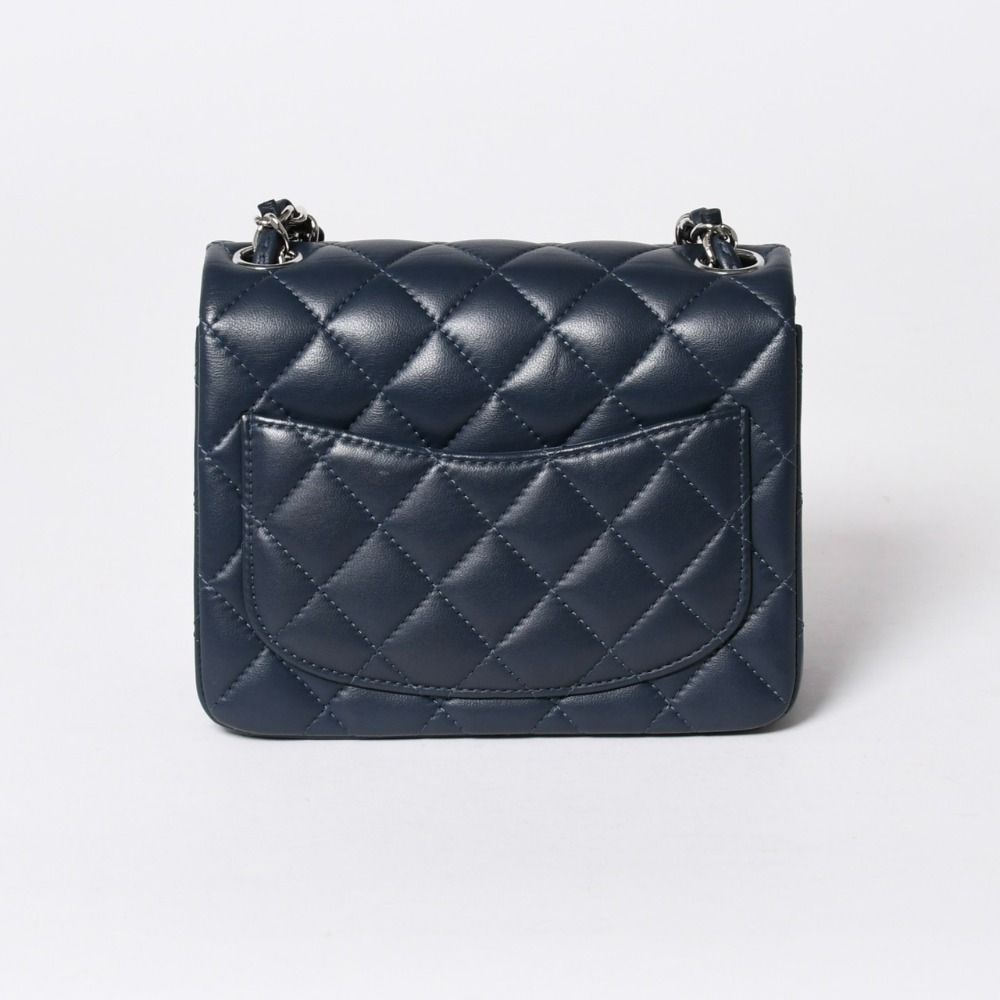 Chanel Mini Quilted 17 S Flap S Chain Shoulder Bag CC Logo Lambskin Blue Silver — view 2