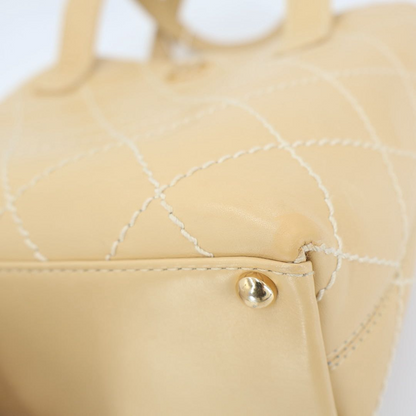 Chanel Wild Stitch Handbag Beige Gold Leather Tote — view 4