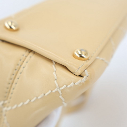 Chanel Wild Stitch Handbag Beige Gold Leather Tote — view 7