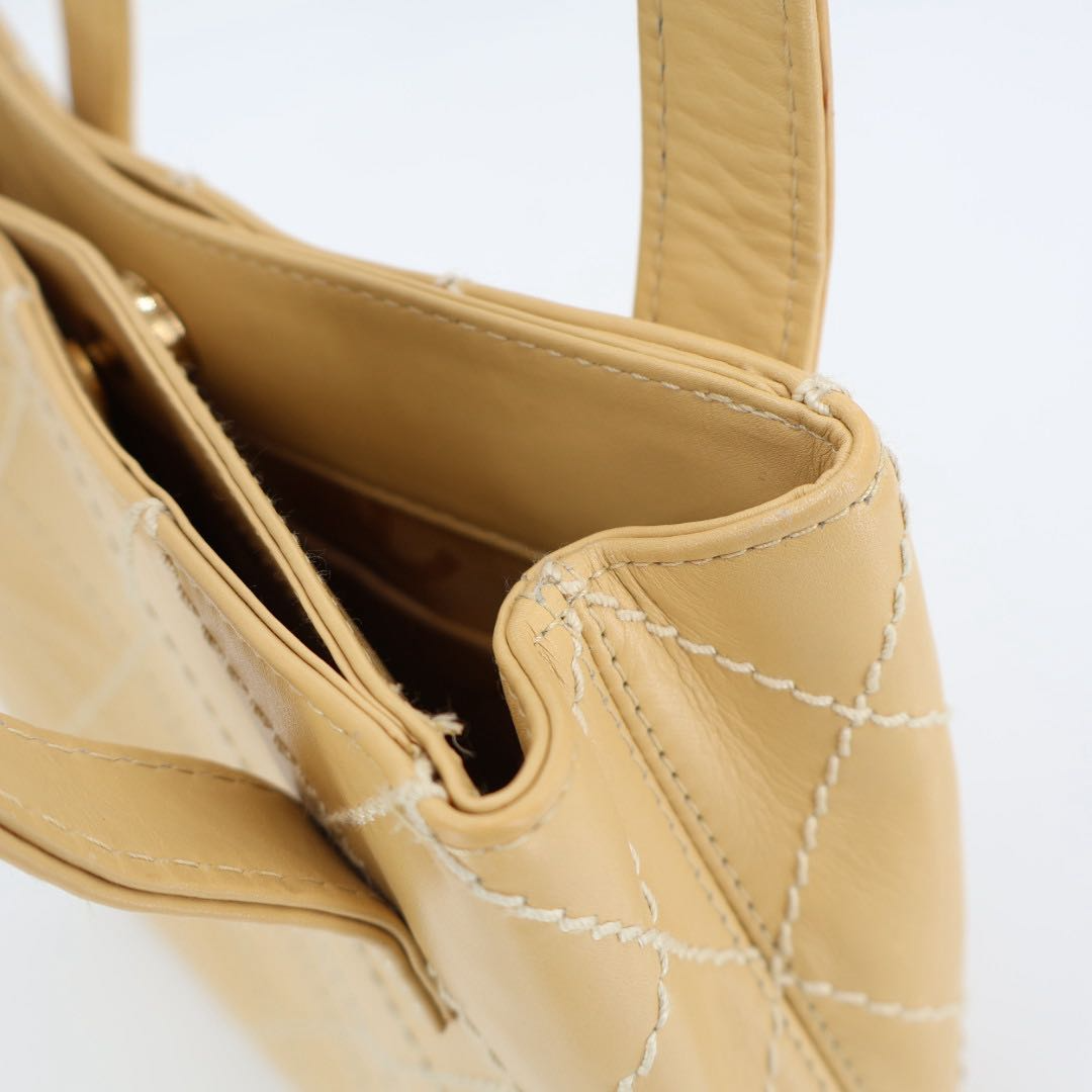 Chanel Wild Stitch Handbag Beige Gold Leather Tote — view 5