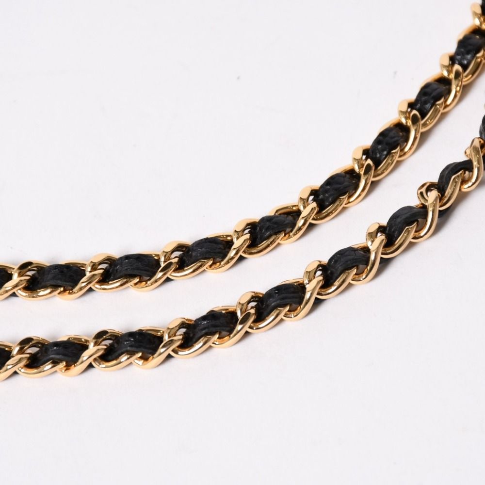 Chanel Chain Wallet CC Logo Caviar Leather Black Gold Shoulder Bag — view 6