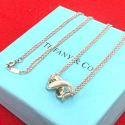 Tiffany & Co Vintage Infinity Necklace 925 Sterling Silver Pendant Choker
