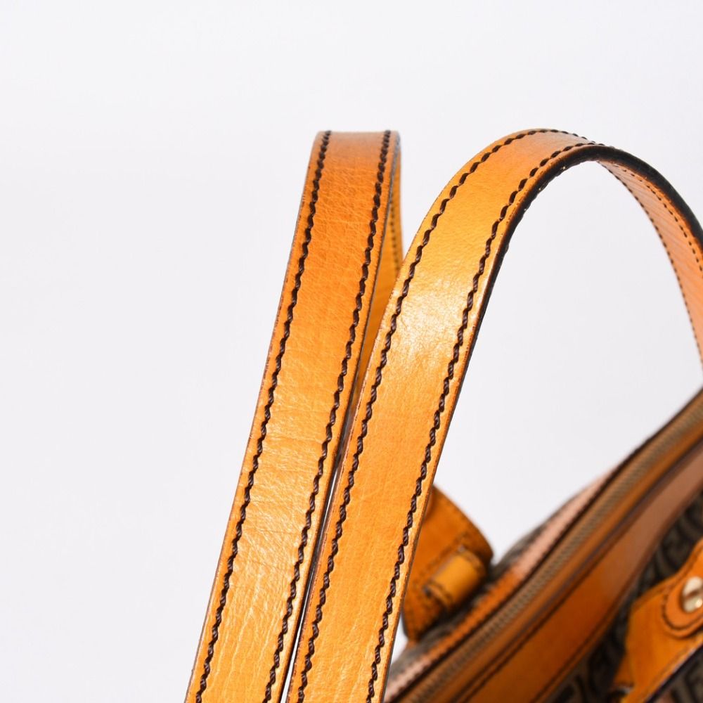 Fendi Zucchino Tote Bag Canvas Leather Brown Orange Gold — view 6