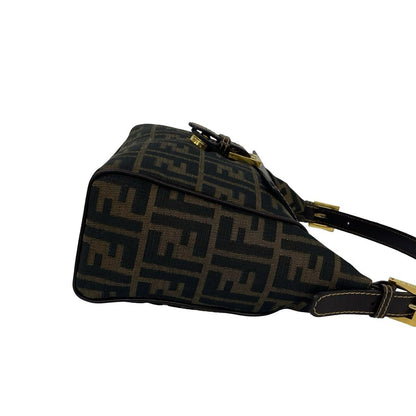Fendi Zucca FF Pattern Canvas Leather Handbag Mini Tote Brown Black — view 6