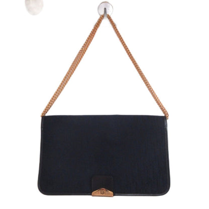 Dior Vintage Trotter Pattern Chain Shoulder Bag Push Lock Log Blue — view 2