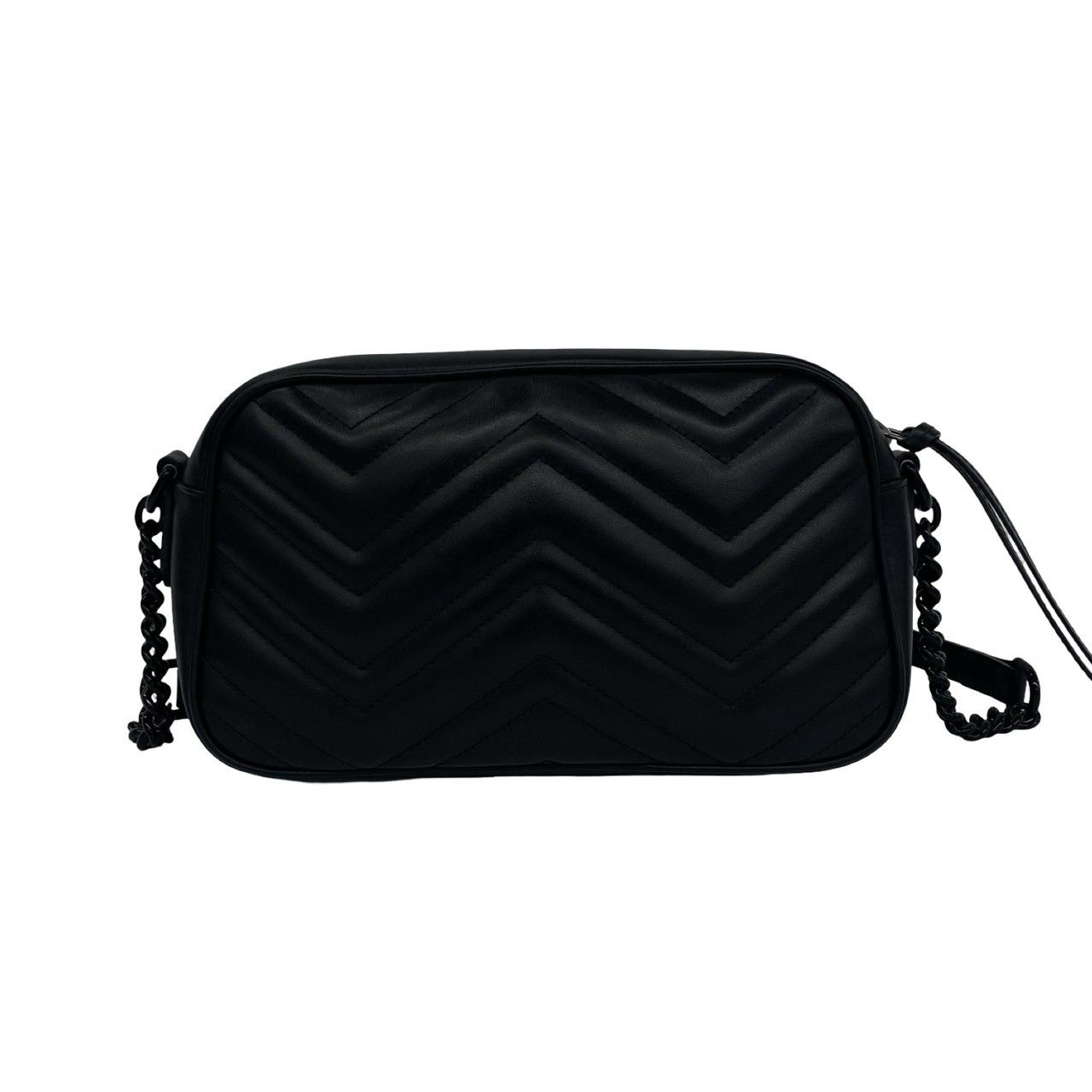 Gucci GG Marmont Logo Quilted Leather Chain Mini Shoulder Bag Pochette Black — view 3