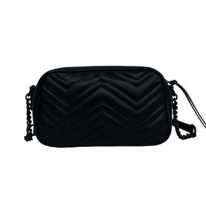 Gucci GG Marmont Logo Quilted Leather Chain Mini Shoulder Bag Pochette Black — view 3