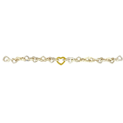 Tiffany & Co Heart Link Bracelet Silver Chain Bangle — view 6