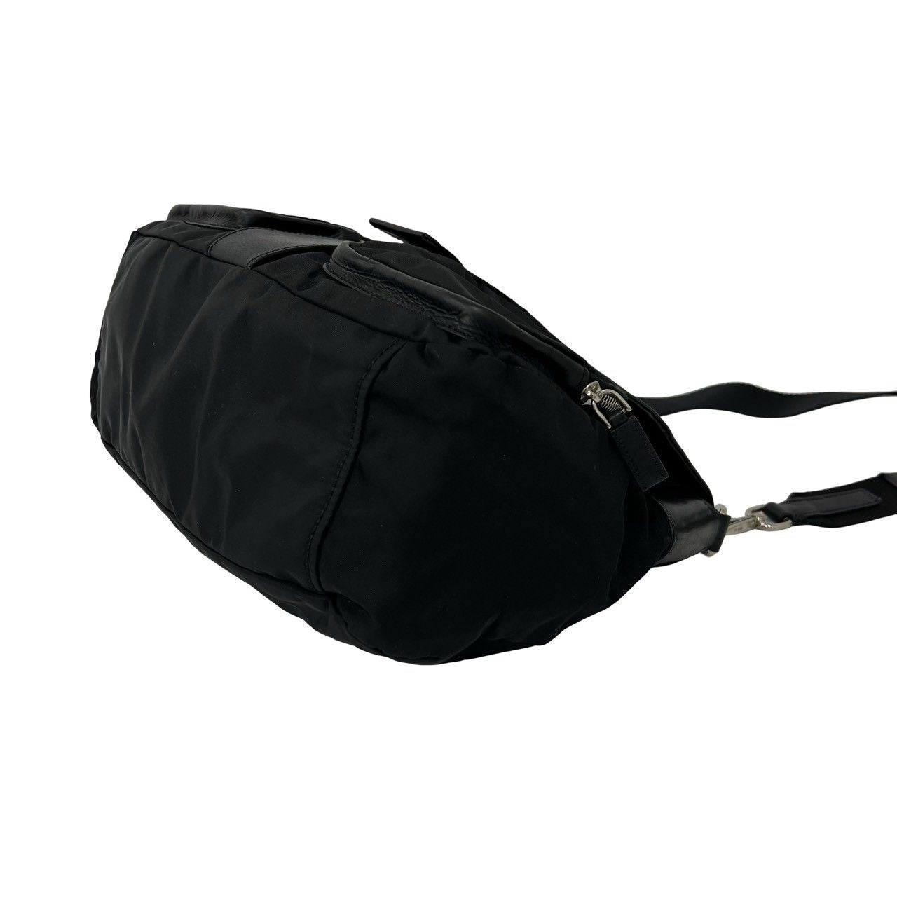 Prada Tessuto Nylon Leather Shoulder Bag Cross Black — view 8