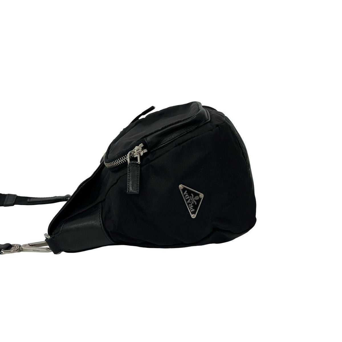 Prada Tessuto Nylon Leather Shoulder Bag Cross Black — view 5