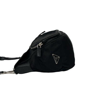Prada Tessuto Nylon Leather Shoulder Bag Cross Black — view 5