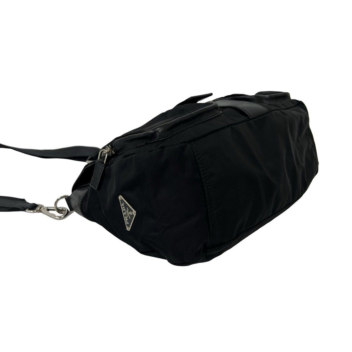 Prada Tessuto Nylon Leather Shoulder Bag Cross Black — view 7