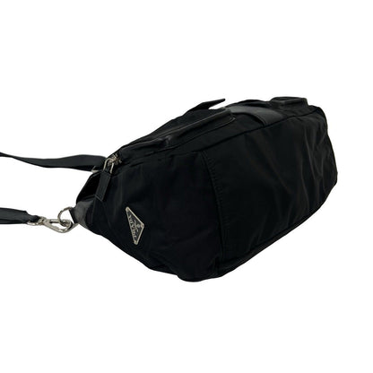 Prada Tessuto Nylon Leather Shoulder Bag Cross Black — view 7