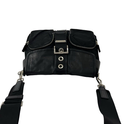 Prada Tessuto Nylon Leather Shoulder Bag Cross Black — view 4