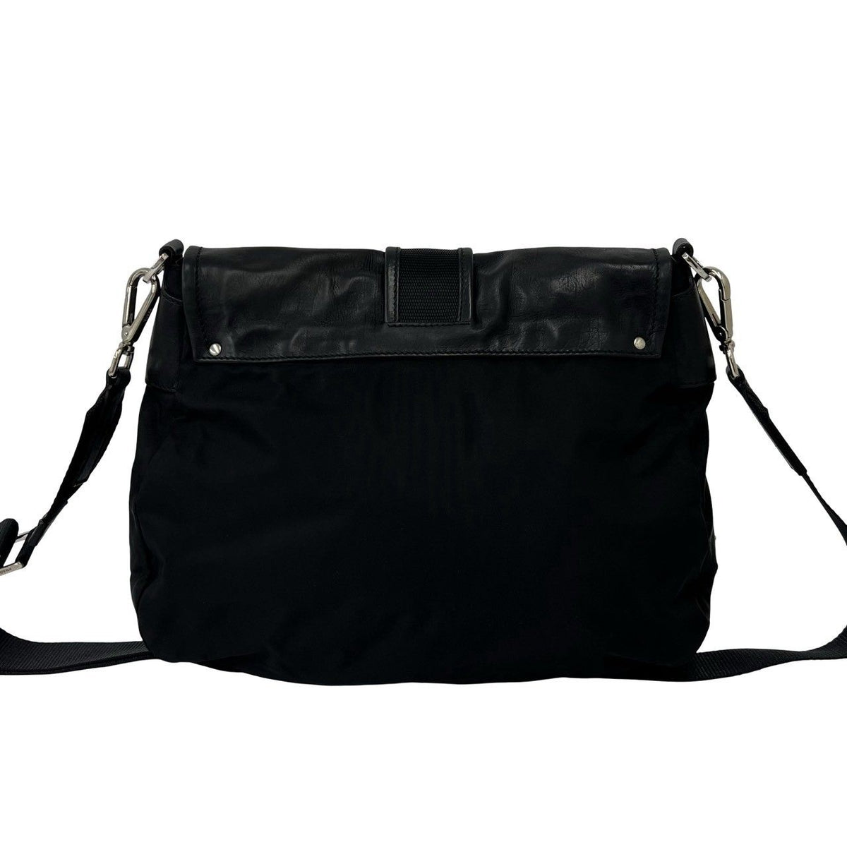 Prada Tessuto Nylon Leather Shoulder Bag Cross Black — view 3