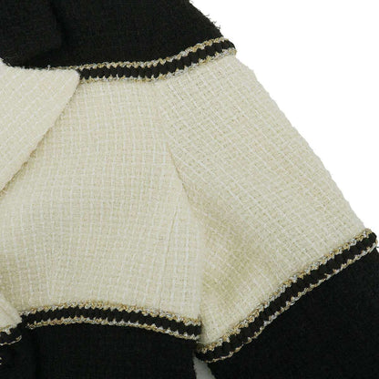 Chanel CC Logo Bicolor Tweed Double Jacket Black White 38 — view 8