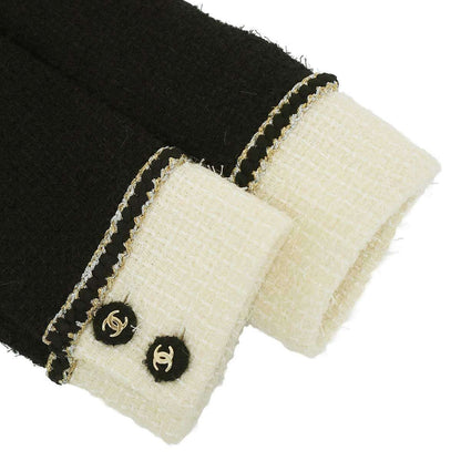 Chanel CC Logo Bicolor Tweed Double Jacket Black White 38 — view 5