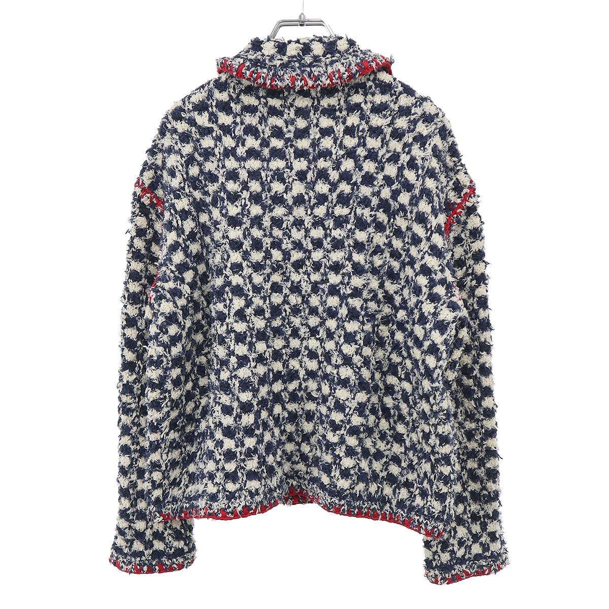 Chanel Tweed CC Logo Double Jacket White Navy 36 — view 2