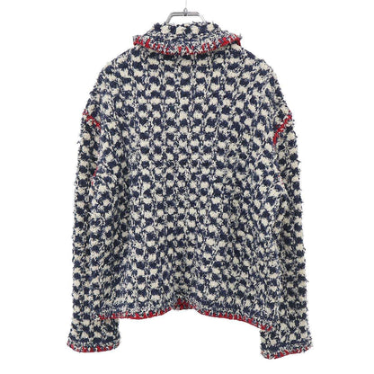 Chanel Tweed CC Logo Double Jacket White Navy 36 — view 2