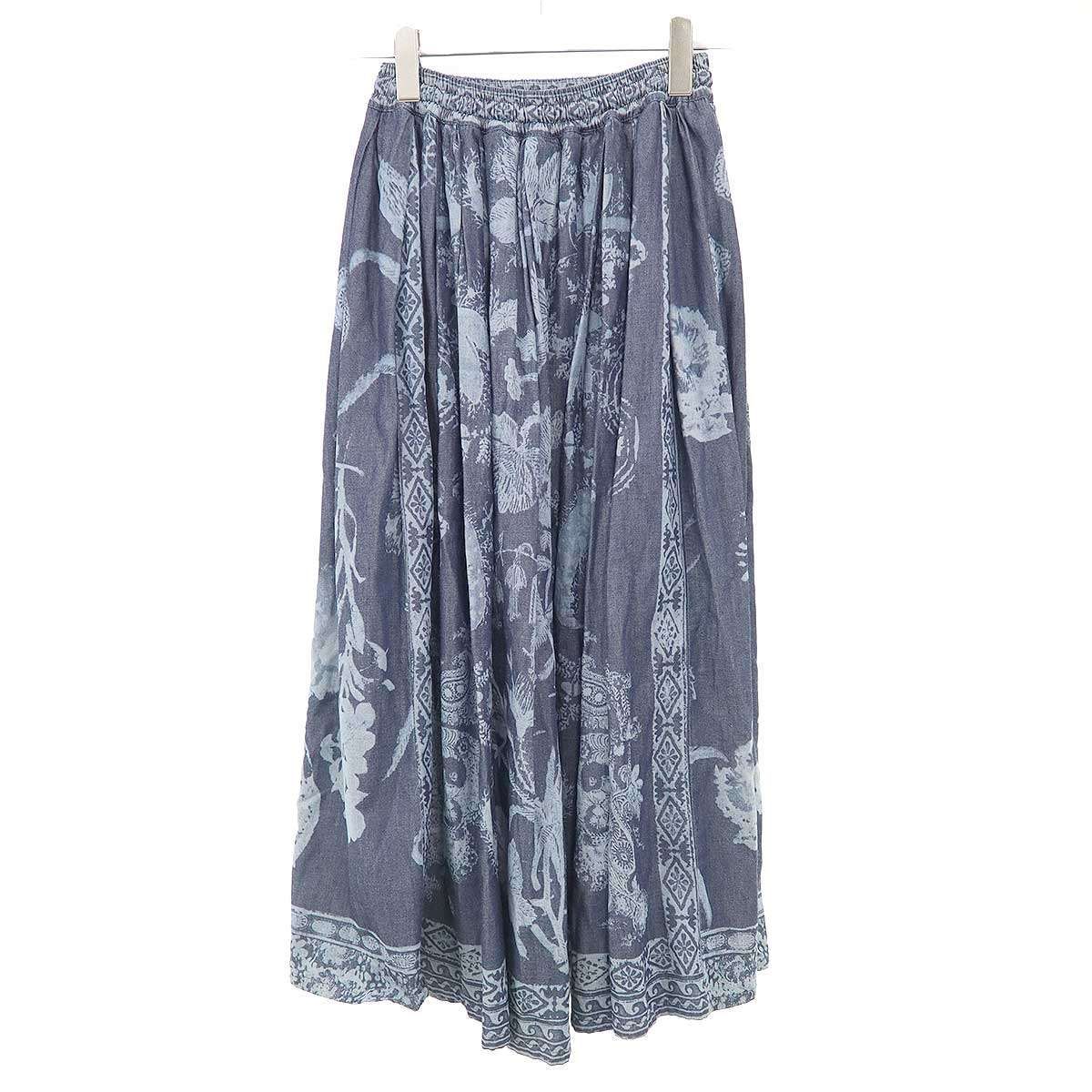 Dior Indigo Discharge Chambray Skirt Blue — view 2