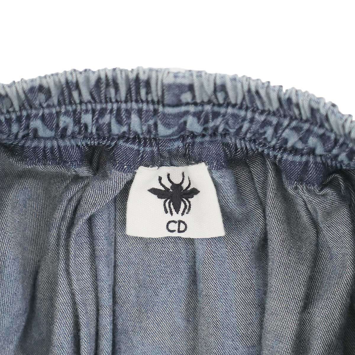 Dior Indigo Discharge Chambray Skirt Blue — view 3