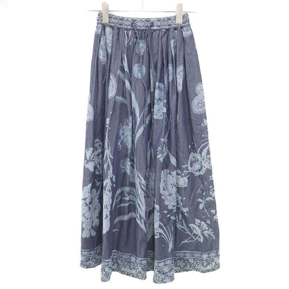 Dior Indigo Discharge Chambray Skirt Blue