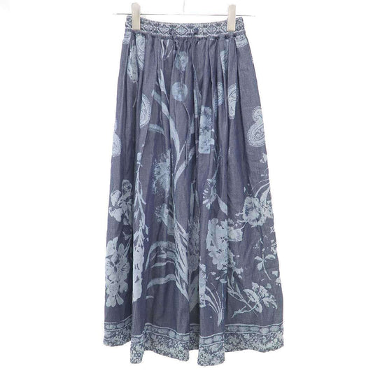 Dior Indigo Discharge Chambray Skirt Blue