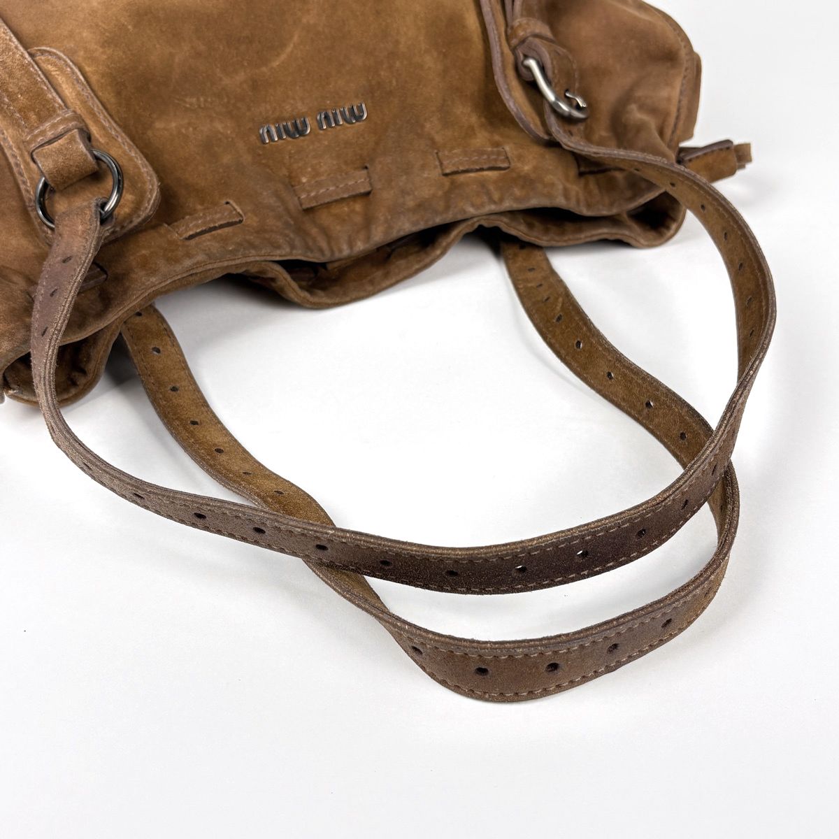 Miu Miu Tote Shoulder Bag Suede Brown — view 8