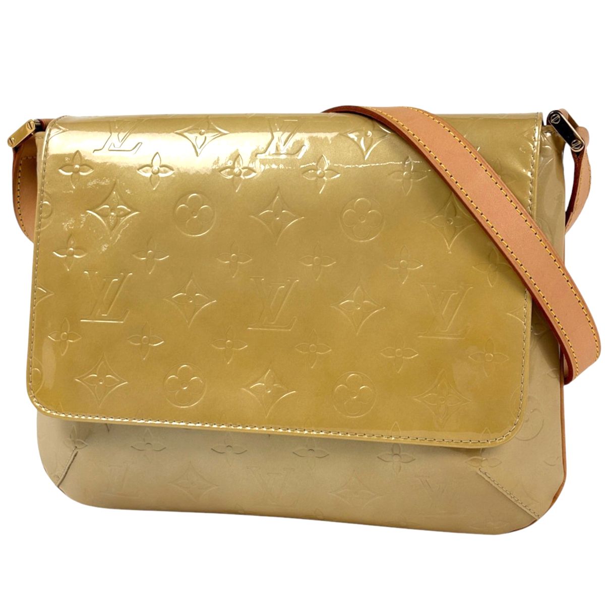 Louis Vuitton Thompson Street Shoulder Bag Patent Monogram Vernis Beige
