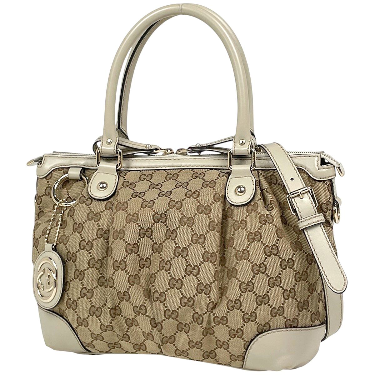 Gucci Handbag GG Pattern Sookie 2-Way Canvas Beige