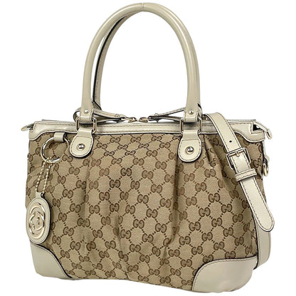 Gucci Handbag GG Pattern Sookie 2-Way Canvas Beige