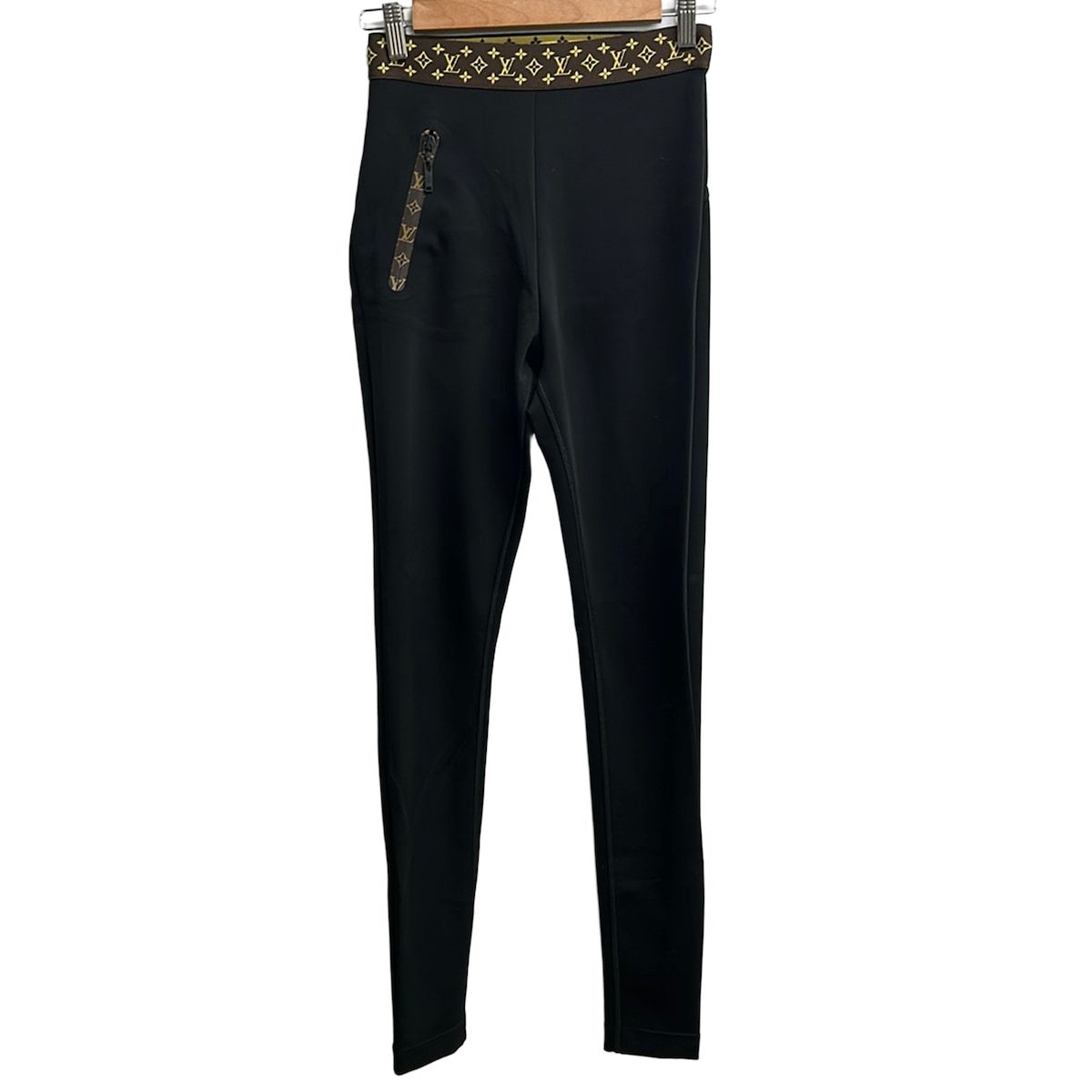 Louis Vuitton Black Dark Brown Beige Leggings Monogram Pattern