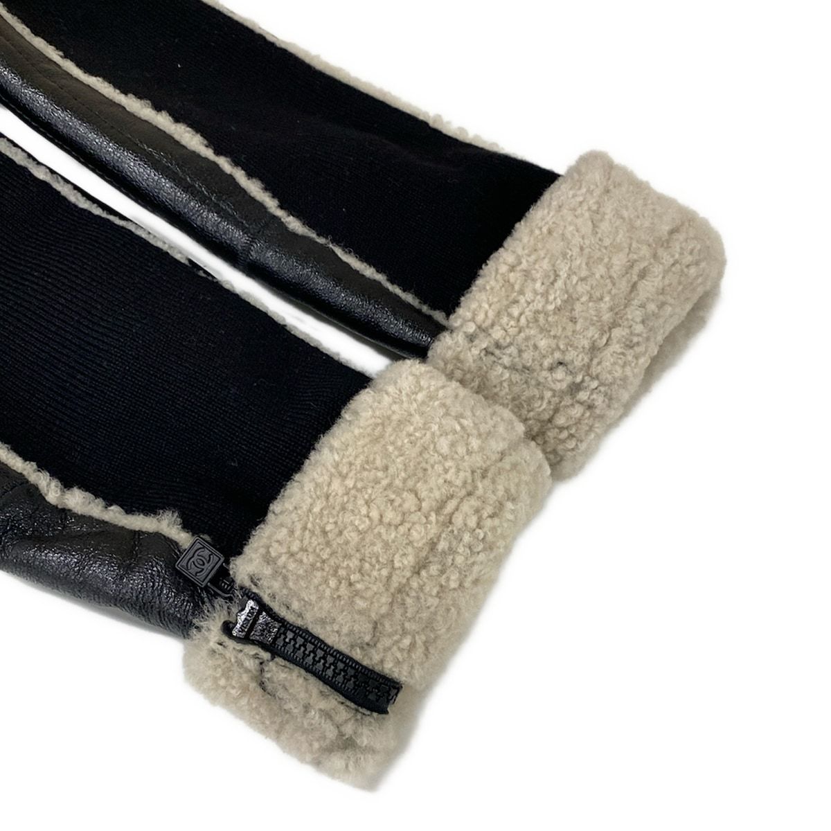 Chanel Jacket L Sport Line Black White Winter Shearling 42 — view 8