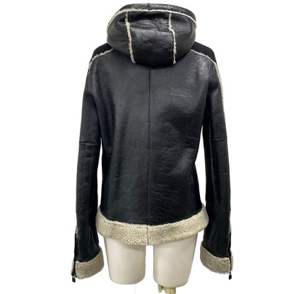 Chanel Jacket L Sport Line Black White Winter Shearling 42 — view 2