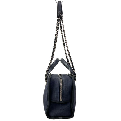 Chanel Shoulder Bag Deauville Line Black Metal 2-Way Chain Silver — view 4