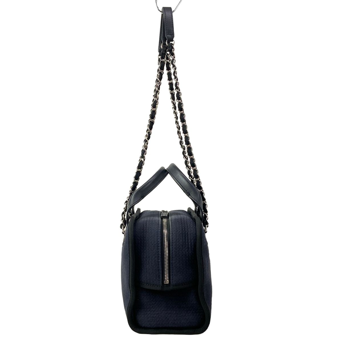 Chanel Shoulder Bag Deauville Line Black Metal 2-Way Chain Silver — view 2